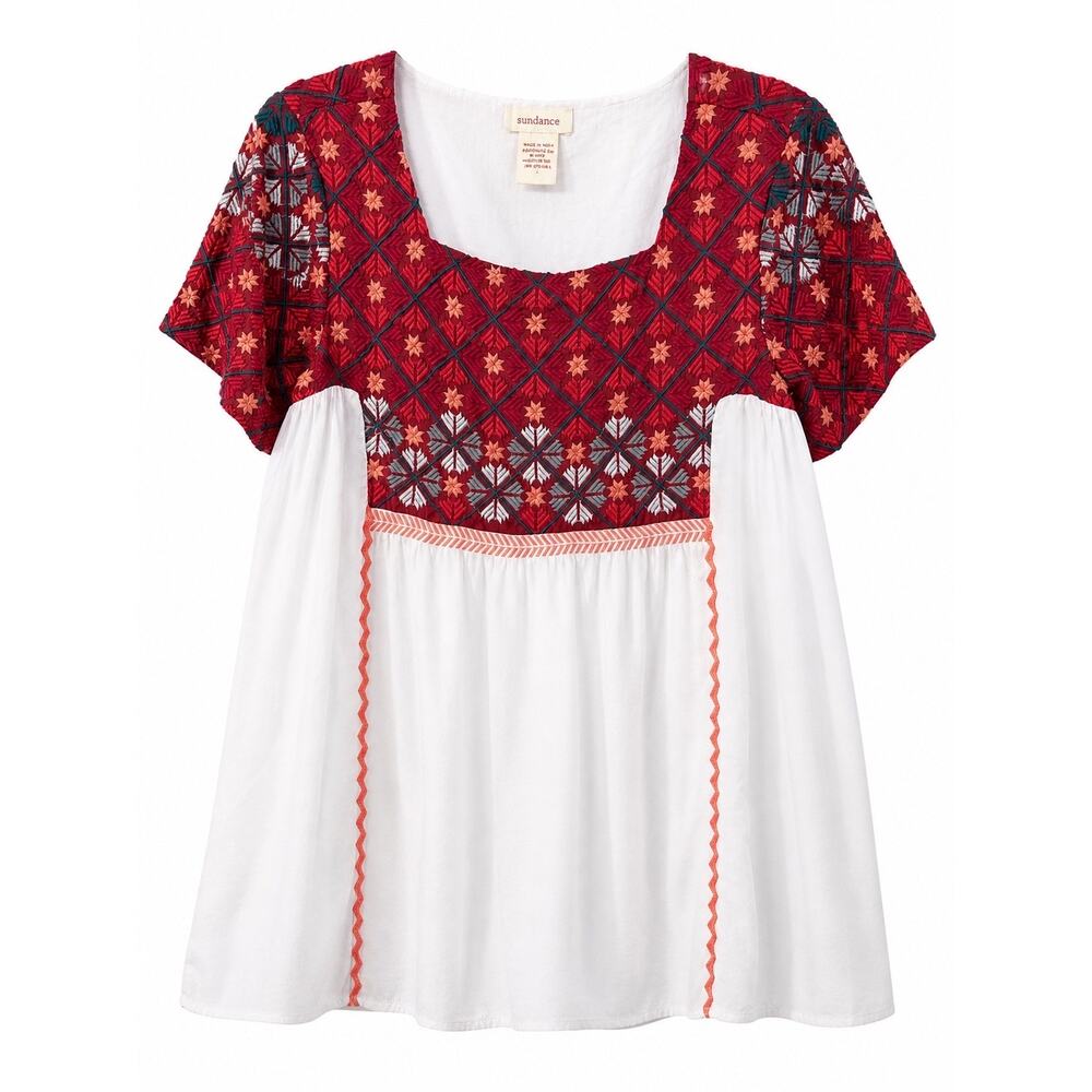 Sundance Cora Embroidered Cupro Modal Small Wineberry Boho Peasant Cottagecore